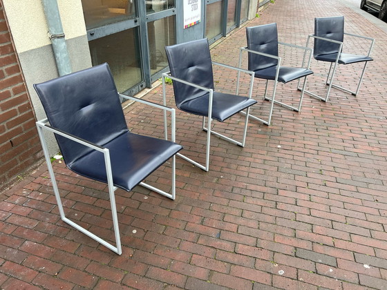 Image 1 of 4x Arco Frame Chairs Blaues Leder