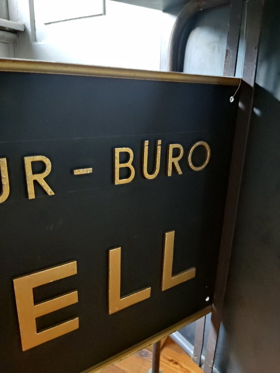 Image 1 of Konsole, Barwagen, modern Industrial, Boell, Einzelstück, Rohstahl, rollbar, schwarz-gold