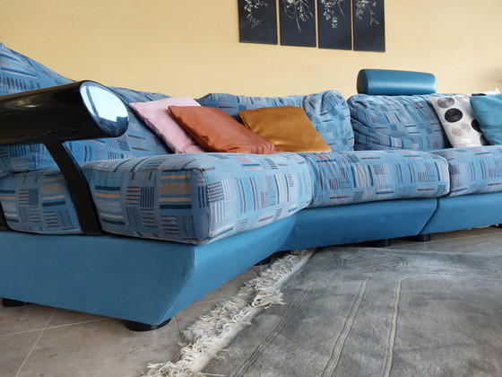 Image 1 of Frighetto Große blaue Velours-Elemente Ecksofa