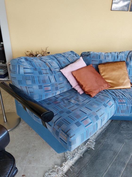 Image 1 of Frighetto Große blaue Velours-Elemente Ecksofa