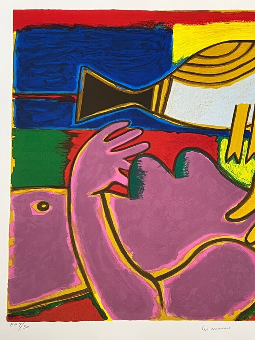 Guillaume Corneille (1922-2010) Große Lithografie Les Amoureux EA 2003