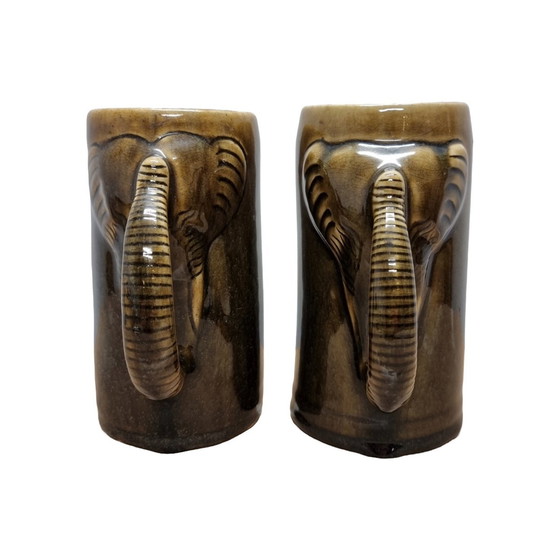 Image 1 of Vintage Thai Celadon Becher Elefant 60er Jahre