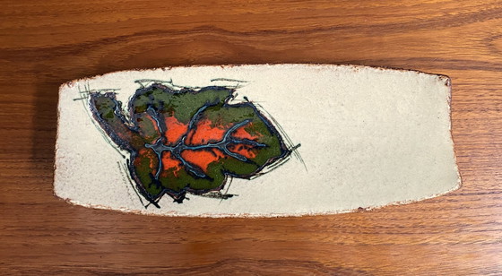 Image 1 of Keramisches Tablett mit Blattdekor von Jan Van Erp 1960S