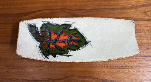 Keramisches Tablett mit Blattdekor von Jan Van Erp 1960S