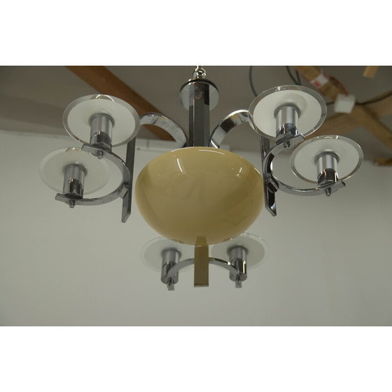 Image 1 of Vintage-Kronleuchter aus sandgestrahltem Glas, 1930