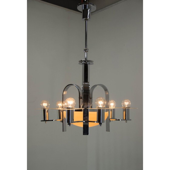 Image 1 of Vintage-Kronleuchter aus sandgestrahltem Glas, 1930