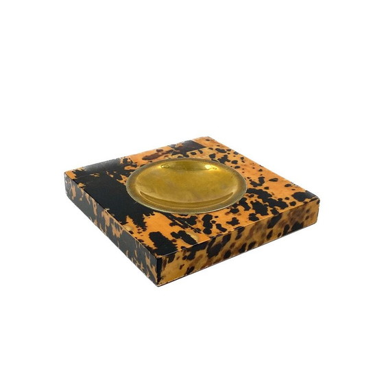 Image 1 of Vintage Raucherset aus Holz und Messing, Italien 1970