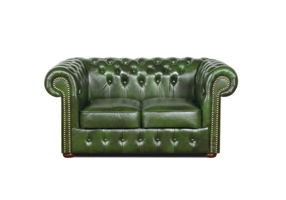 Image 1 of English chesterfield garnitur sofagrnitur couchgarnitur ledergarnitur vintage stil
