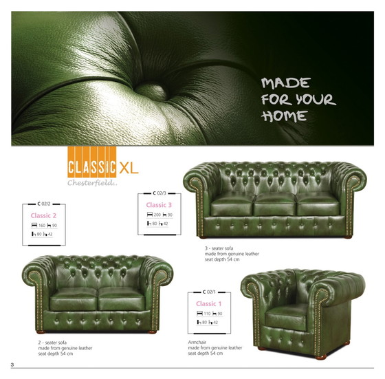 Image 1 of English chesterfield garnitur sofagrnitur couchgarnitur ledergarnitur vintage stil