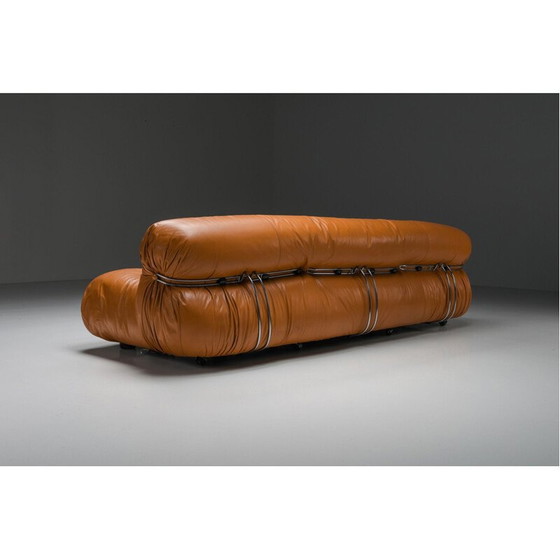 Image 1 of Vintage-Sofa "Soriana" aus cognacfarbenem Leder von Afra und Tobia Scarpa für Cassina, 1970