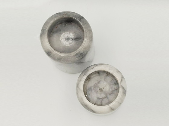 Image 1 of Marmor-Kerzenhalter-Set, Dänisches Design, 1970er Jahre, Produktion: Dänemark