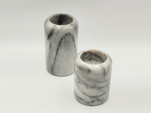 Marmor-Kerzenhalter-Set, Dänisches Design, 1970er Jahre, Produktion: Dänemark
