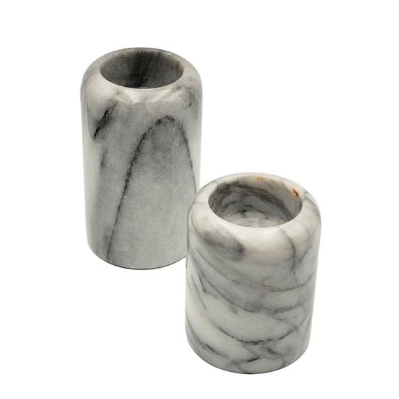Image 1 of Marmor-Kerzenhalter-Set, Dänisches Design, 1970er Jahre, Produktion: Dänemark