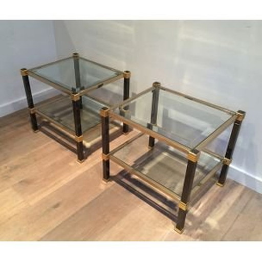 Paar schwarz und gold lackierte Sofaköpfe, 1970