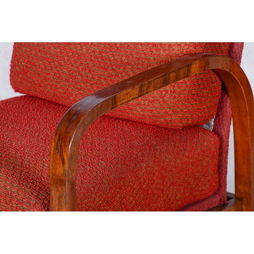 Vintage Art Deco Sessel in Walnussfurnier, Tschechoslowakei 1930