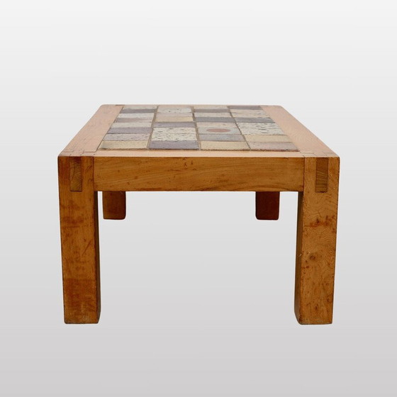 Image 1 of Vintage Couchtisch aus Steingut mit Ulmenbeinen, Frankreich 1960