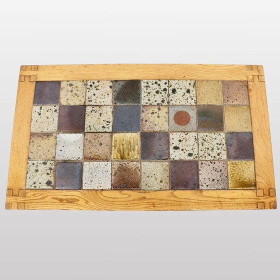 Image 1 of Vintage Couchtisch aus Steingut mit Ulmenbeinen, Frankreich 1960