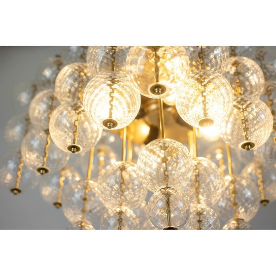 Image 1 of Vintage-Kronleuchter aus geblasenem Glas und vergoldetem Messing, Italien 1970