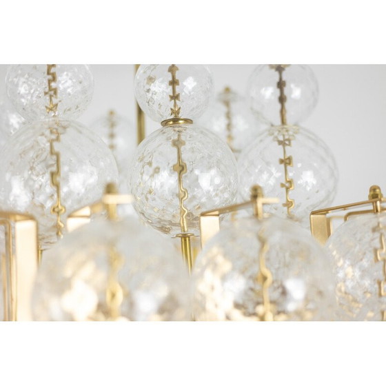 Image 1 of Vintage-Kronleuchter aus geblasenem Glas und vergoldetem Messing, Italien 1970