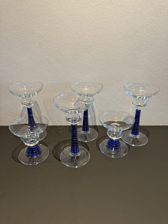 Image 1 of 6 Art Deco Gläser blau 1930er Jahre