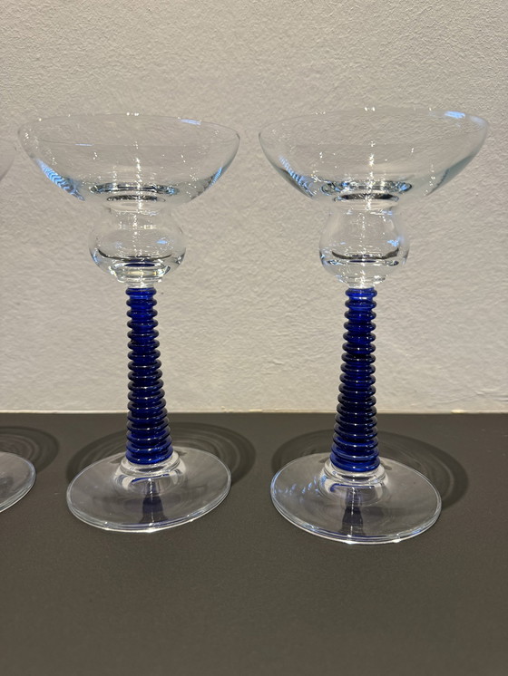 Image 1 of 6 Art Deco Gläser blau 1930er Jahre