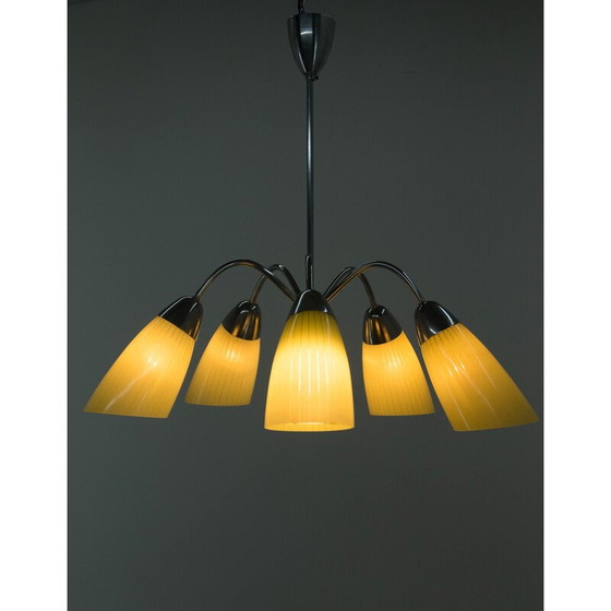 Image 1 of Mid-Century 5-flammiger Kronleuchter, Tschechoslowakei 1950er Jahre