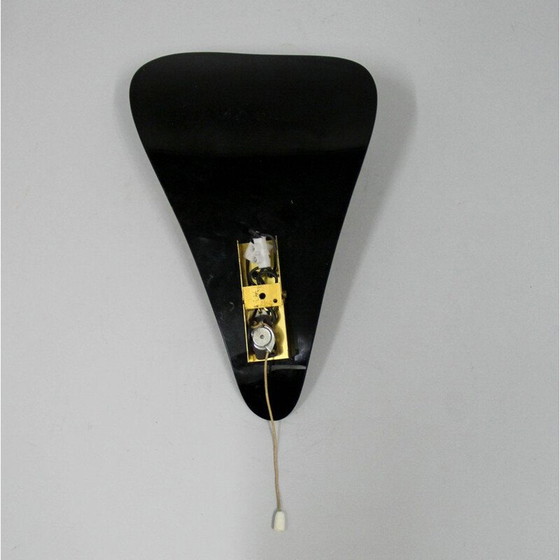 Image 1 of Vintage Wandleuchte aus Messing und schwarzem Plexiglas, Frankreich, 1950