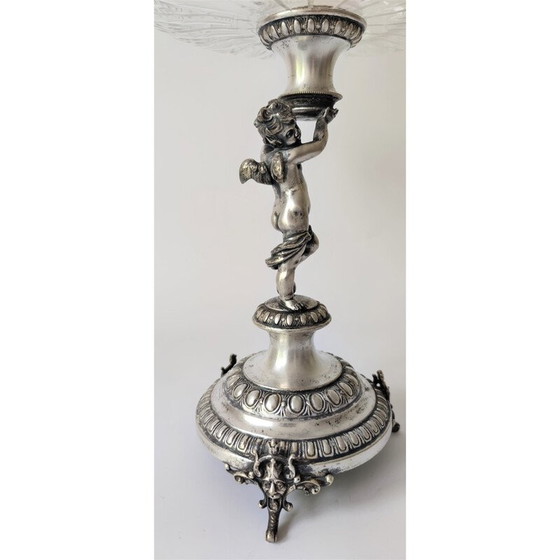 Image 1 of Obstschale aus geschliffenem Kristallglas auf Engelsständer, Deutschland um 1800