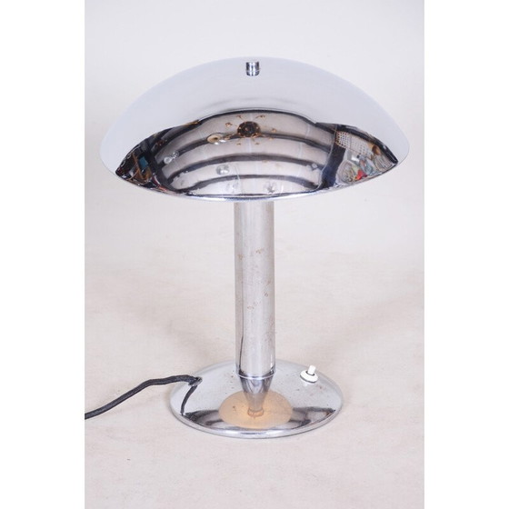 Image 1 of Paar Vintage Art Deco Tischlampen aus verchromtem Stahl, Tschechien 1930er Jahre