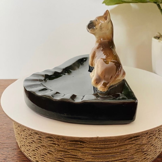 Image 1 of Vintage Art Deco Terrakotta Hund Aschenbecher