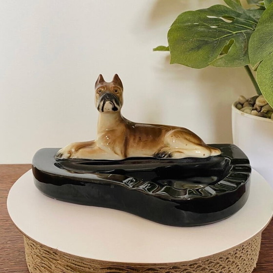 Image 1 of Vintage Art Deco Terrakotta Hund Aschenbecher
