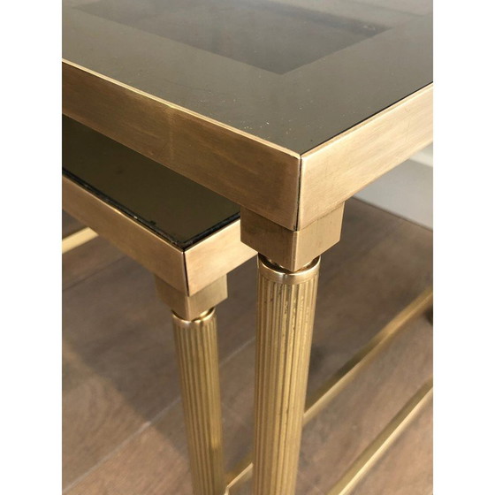 Image 1 of Vintage-Messing-Nesting-Tische mit Rauchglas, 1970