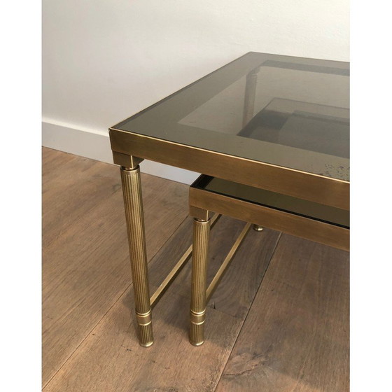 Image 1 of Vintage-Messing-Nesting-Tische mit Rauchglas, 1970