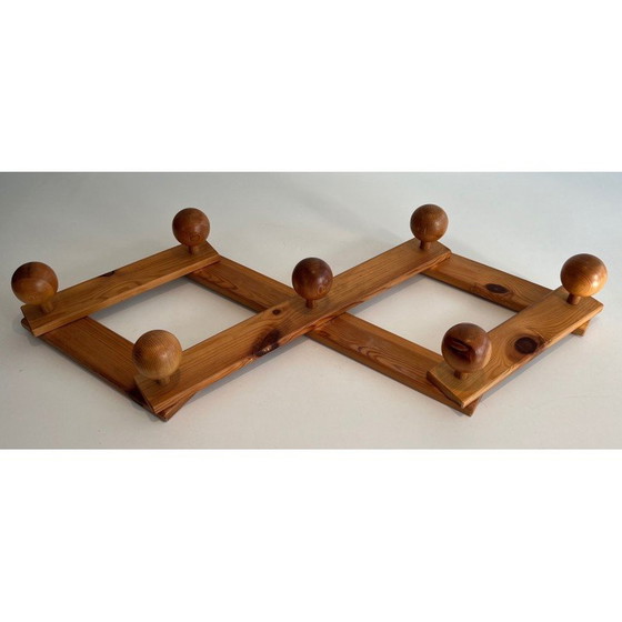 Image 1 of Vintage Wandgarderobe aus Tannenholz, Frankreich 1950
