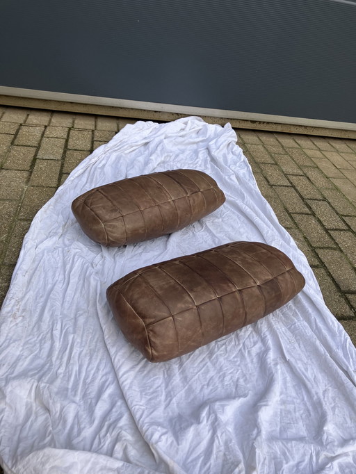 2 Original De Sede Rückenkissen in braunem Patchwork-Leder