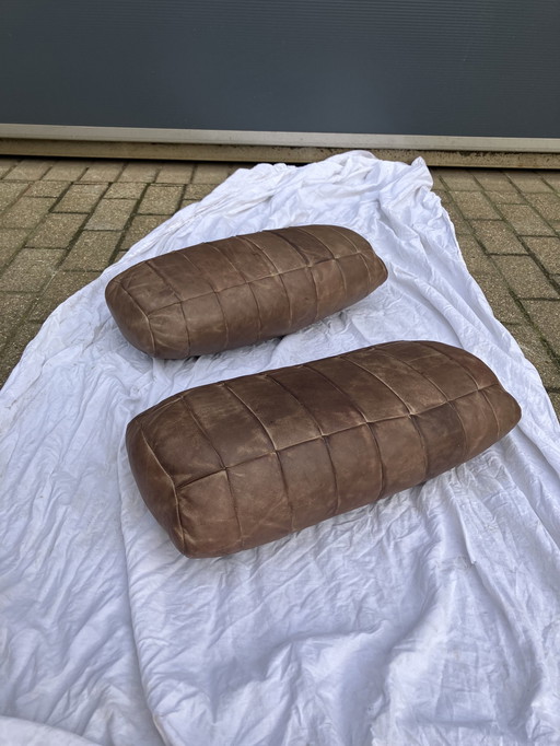 2 Original De Sede Rückenkissen in braunem Patchwork-Leder