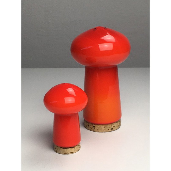Image 1 of Dänisches Salz- und Pfefferset aus rotem Glas von Michael Bang für Holmegaard, 1970er Jahre