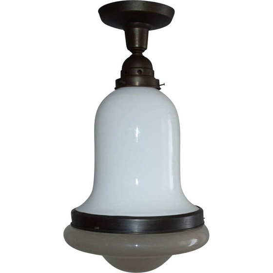 Image 1 of Vintage behrens Opalglas-Kronleuchter von Siemens, Deutschland 1910