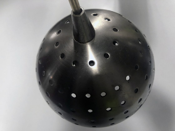 Image 1 of Vintage Hängeleuchte - Gebürsteter Stahl - Carini - Post Space Age - 1980