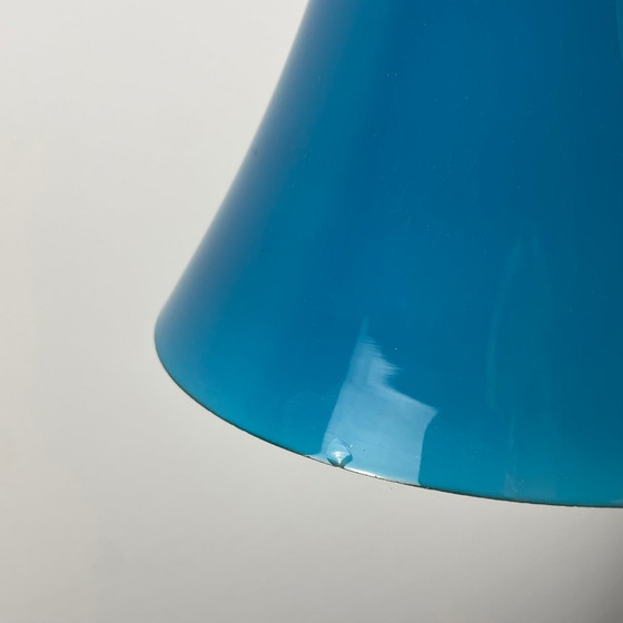 Image 1 of Seltene blaue Glas-Hängeleuchte Tokyo von Wilhelm Braun-Feldweg für Peill & Putzler 1960