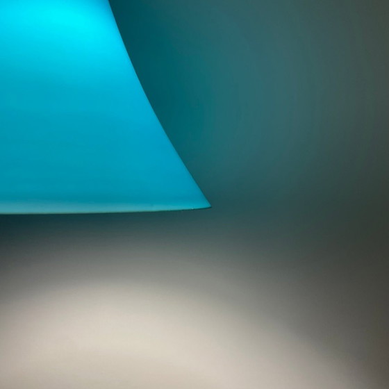 Image 1 of Seltene blaue Glas-Hängeleuchte Tokyo von Wilhelm Braun-Feldweg für Peill & Putzler 1960