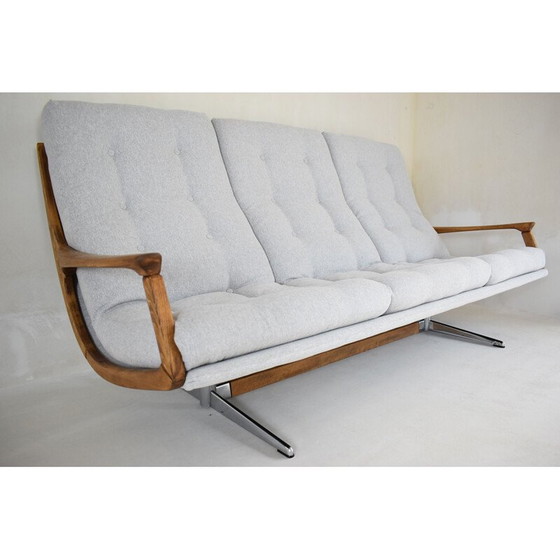 Image 1 of Vintage skandinavisches Sofa mit hellgrauem Stoff 1960er Jahre