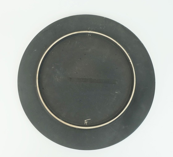 Image 1 of große Mid Century 14" RUSCHA WANDKACHEL mit Pfauenmotiv 1970er