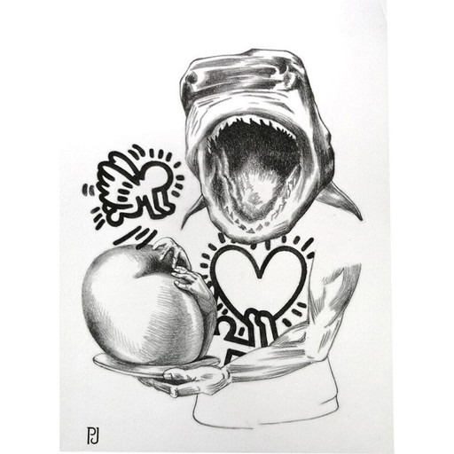 Vintage-Gemälde Jaws-A von Pierre Jacob