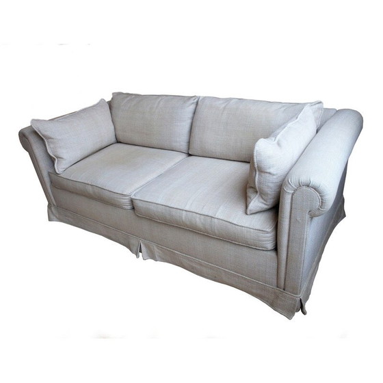 Image 1 of Vintage Chester Schlafsofa aus Leinenstoff