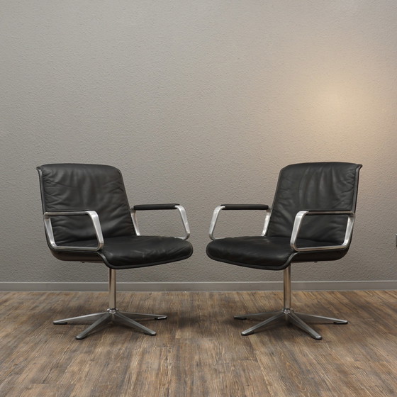 Image 1 of 2x WILKHAHN Delta 2000 Drehstuhl Leder | Alu Chair