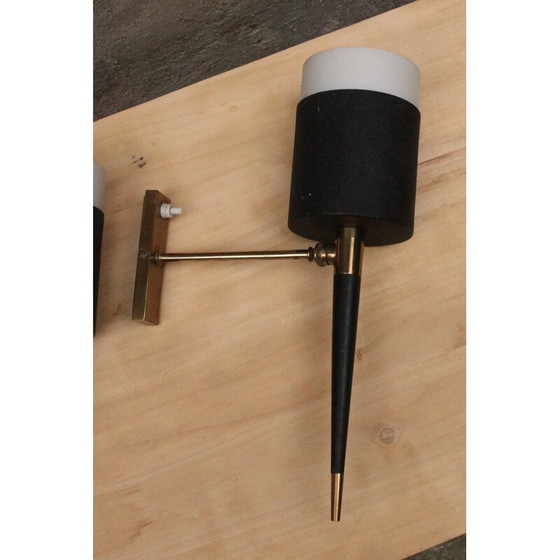 Image 1 of Paar Vintage-Wandlampen aus Lack- und Opalmetall