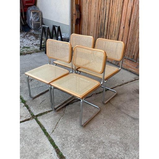 Satz von 4 italienischen B32 Cesca Stühlen aus der Mitte des Jahrhunderts von Marcel Breuer, 1970er Jahre