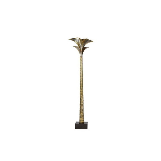 Image 1 of Stehlampe aus Gold- und Silbermessing mit einer Palme von Henri Fernandez für Maison Honoré, 1970