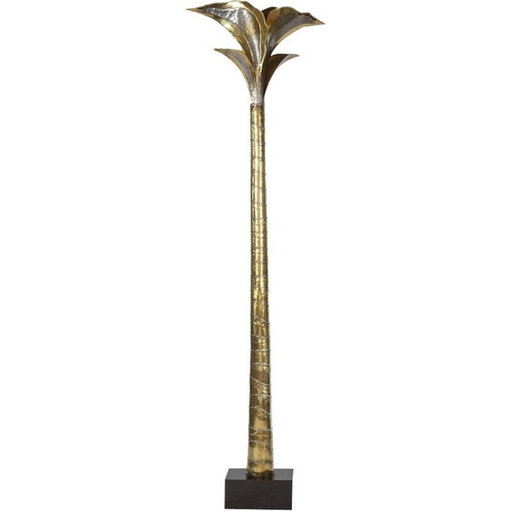 Image 1 of Stehlampe aus Gold- und Silbermessing mit einer Palme von Henri Fernandez für Maison Honoré, 1970